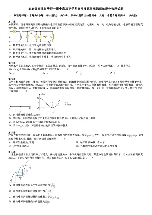 2020届湖北省华师一附中高三下学期高考押题卷理综高效提分物理试题