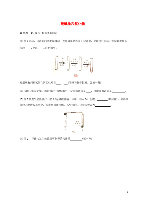 【复习必备】2018年中考化学真题分类汇编 2 我们身边的物质 考点14 酸碱盐和氧化物 6化学反应 相关实验分析