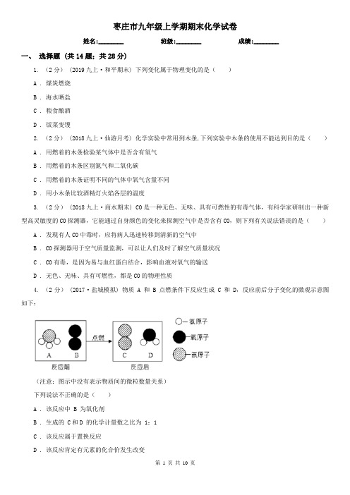 枣庄市九年级上学期期末化学试卷