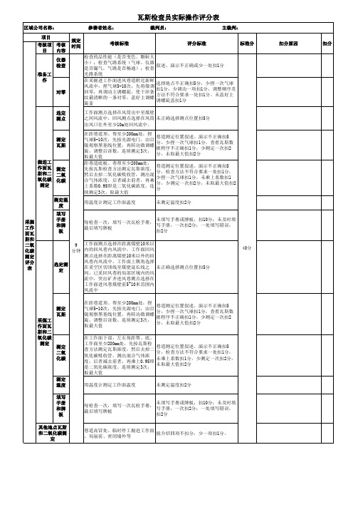 瓦斯检查员实际操作评分表