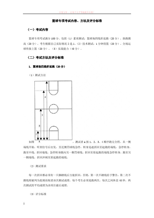 篮球专项考试内容方法及评分标准