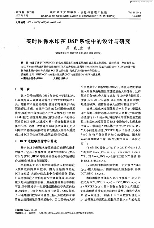 实时图像水印在DSP系统中的设计与研究