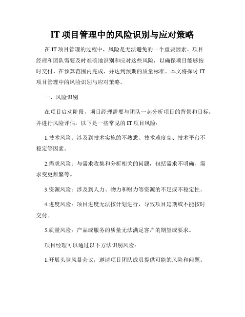 IT项目管理中的风险识别与应对策略