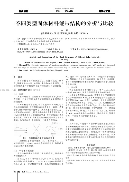 不同类型固体材料能带结构的分析与比较