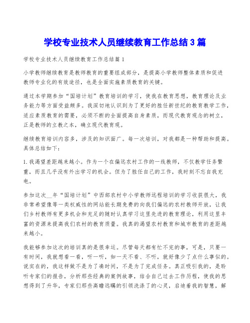 学校专业技术人员继续教育工作总结3篇