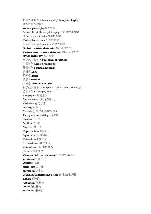 哲学专业英语词汇汇编