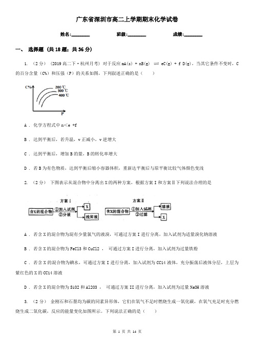 广东省深圳市高二上学期期末化学试卷