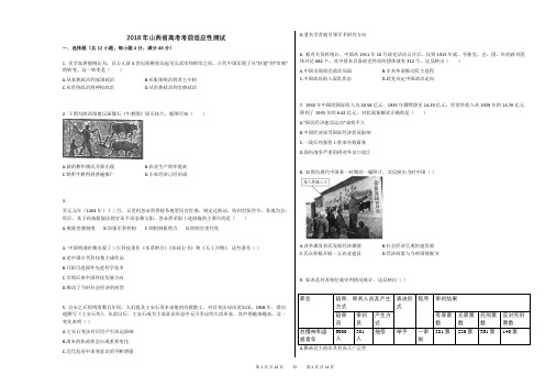 2018年山西省高考考前适应性测试