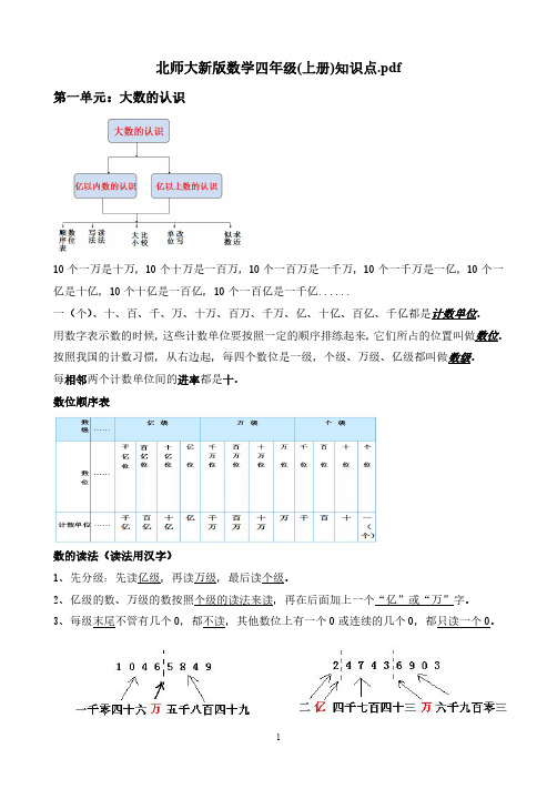 北师大新版数学四年级(上册)知识点.pdf