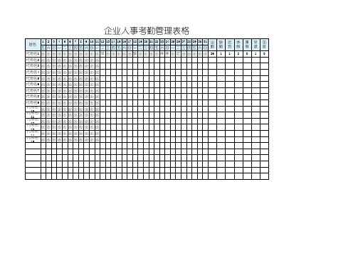 企业人事考勤管理表格