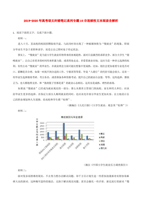 2019-2020年高考语文纠错笔记系列专题10非连续性文本阅读含解析