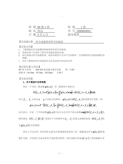 阿贝成像与空间滤波实验报告