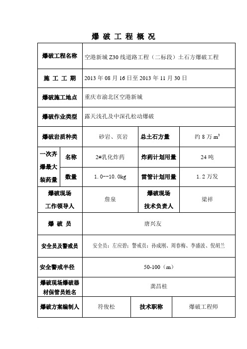 土石方爆破方案