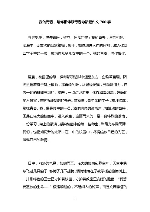 我的青春,与你相伴以青春为话题作文700字