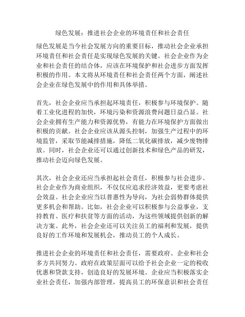 绿色发展：推进社会企业的环境责任和社会责任