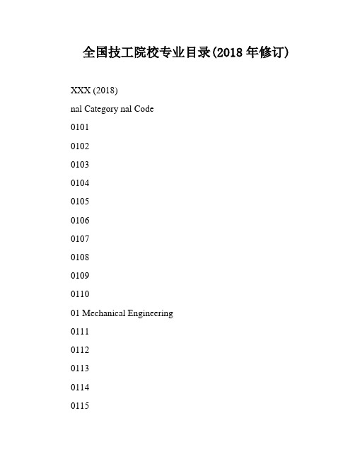 全国技工院校专业目录(2018年修订)