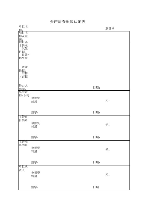 2016年资产清查报表及损溢认定表模板