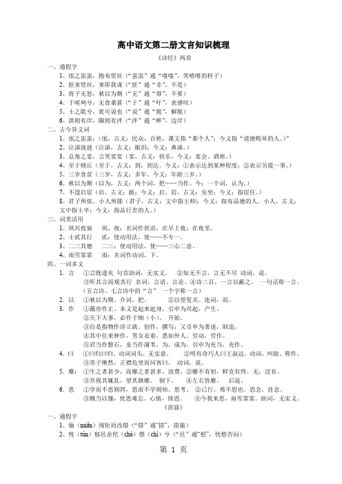 高中语文第二册文言知识梳理word资料11页