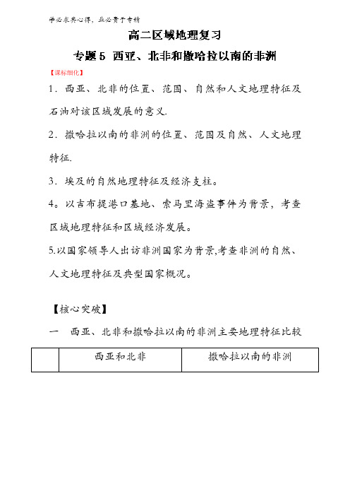 西亚、北非和撒哈拉以南的非洲(讲)-2016-2017学年高二地理同步课堂(区域地理)含解析