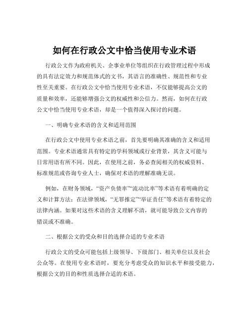 如何在行政公文中恰当使用专业术语