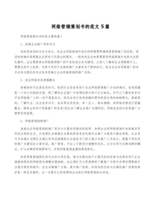 网络营销策划书的范文5篇