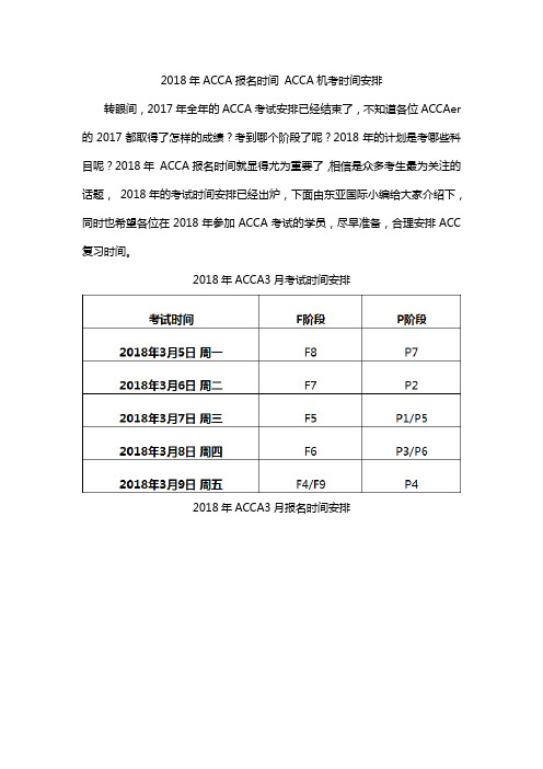 2018年ACCA报名时间 ACCA机考时间安排