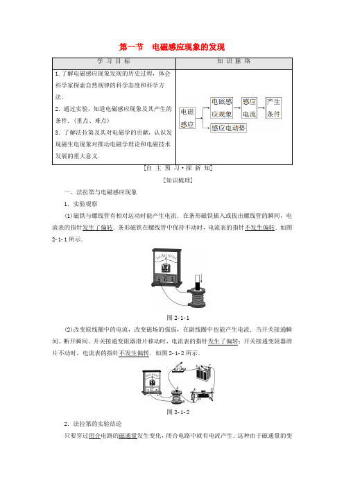 高中物理第2章电磁感应与电磁场第1节电磁感应现象的发现学案粤教版选修1_10115258.doc