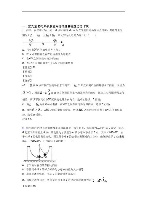 江苏南京市第一中学(高中)物理 静电场及其应用精选测试卷专题练习