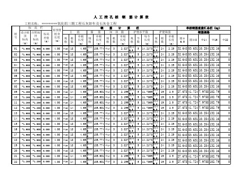 人工挖孔桩钢筋及工程量计算表及图示