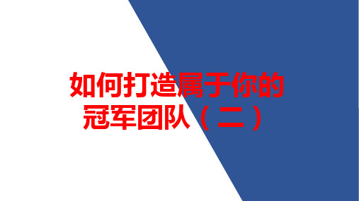 如何打造属于你的冠军团队(二)