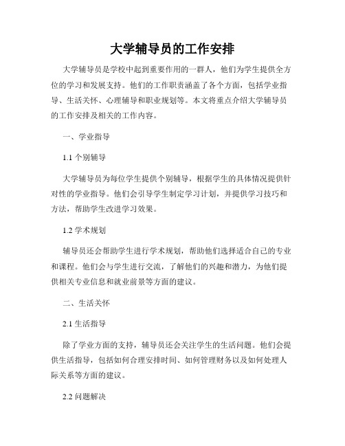 大学辅导员的工作安排