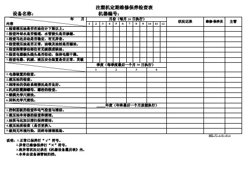 注塑机定期维护保养记录表