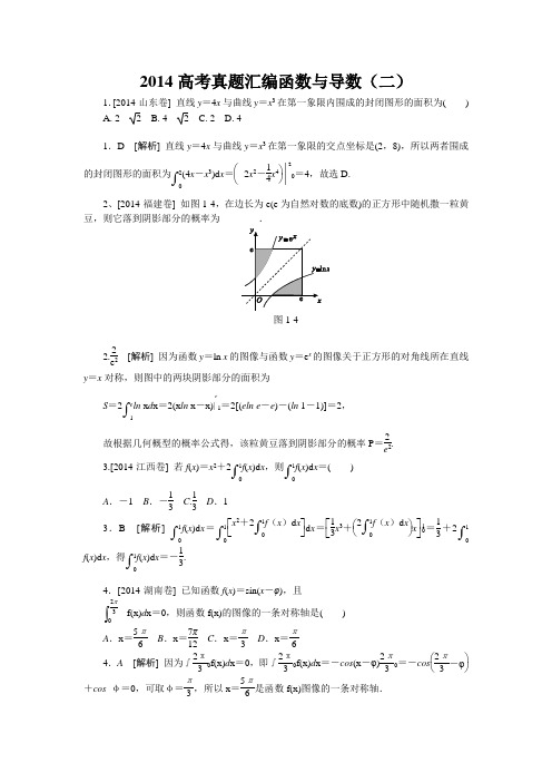 2014高考真题汇编函数与导数(二)教师版