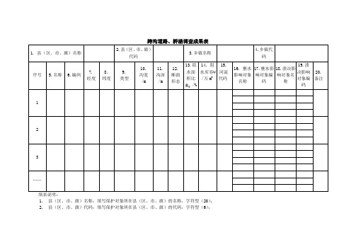 跨沟道路、桥涵调查成果表