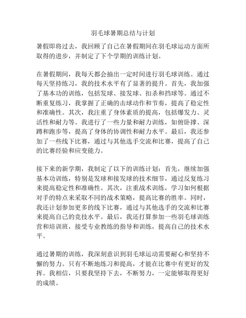 羽毛球暑期总结与计划