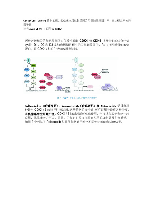 Cancer Cell：CDK46抑制剂强大的临床应用仅仅是因为阻滞细胞周期？不,癌症研究不该局限于此