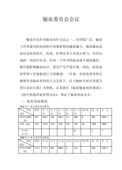 输血管理委员会会议