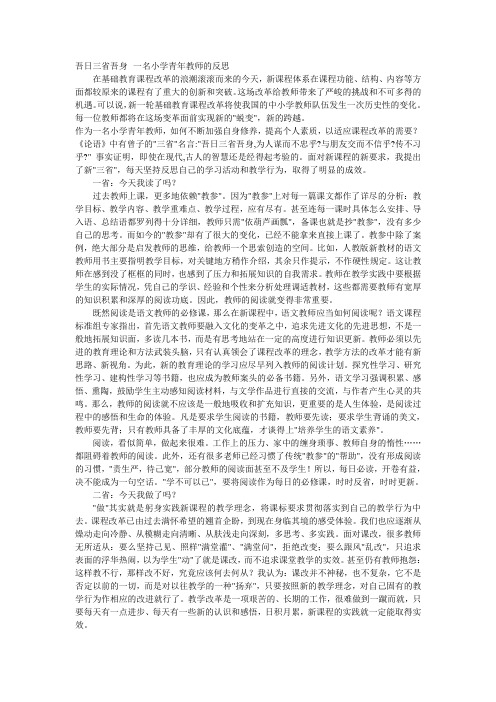 吾日三省吾身一名青年教师的反思