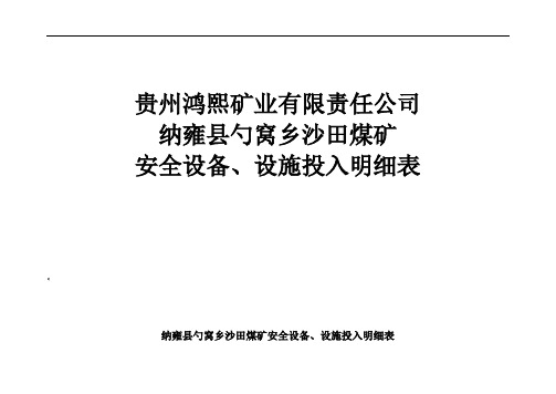 安全设备、设施投入明细表