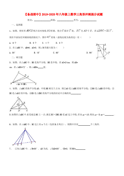 2019_2020学年八年级数学上册第二章三角形冲刺提分试题(含解析)(新版)湘教版