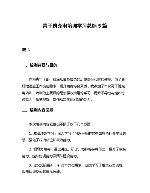 青干班充电培训学习总结5篇