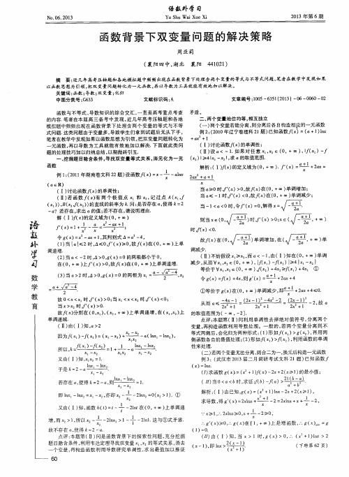 函数背景下双变量问题的解决策略