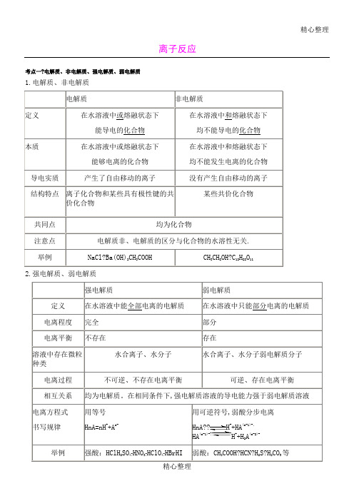 高中化学离子反应知识点总结精讲精练