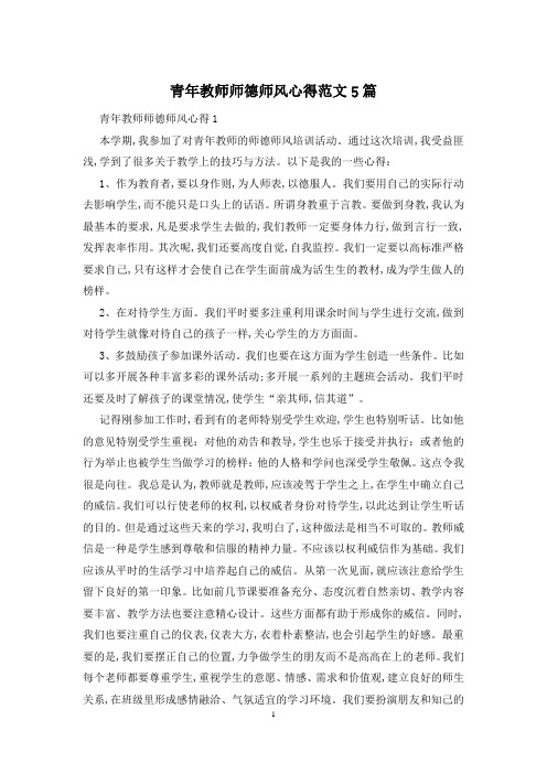 青年教师师德师风心得范文5篇