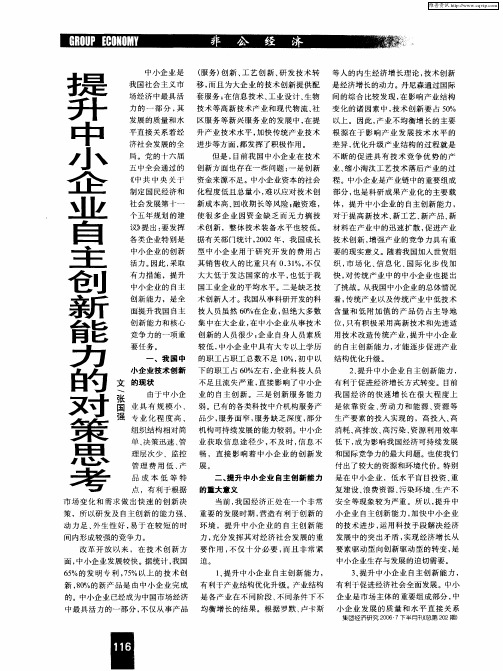 提升中小企业自主创新能力的对策思考