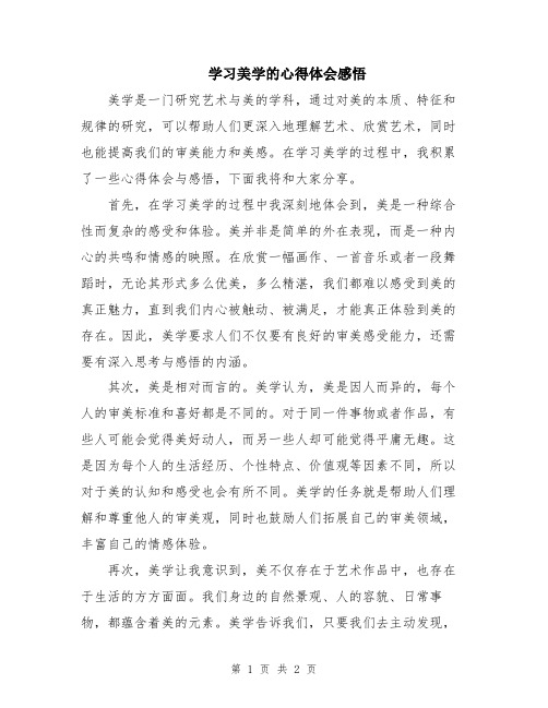 学习美学的心得体会感悟