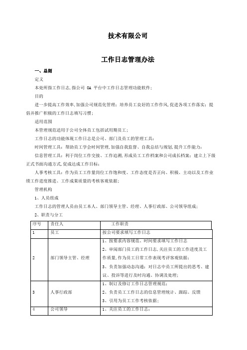 工作日志管理规范