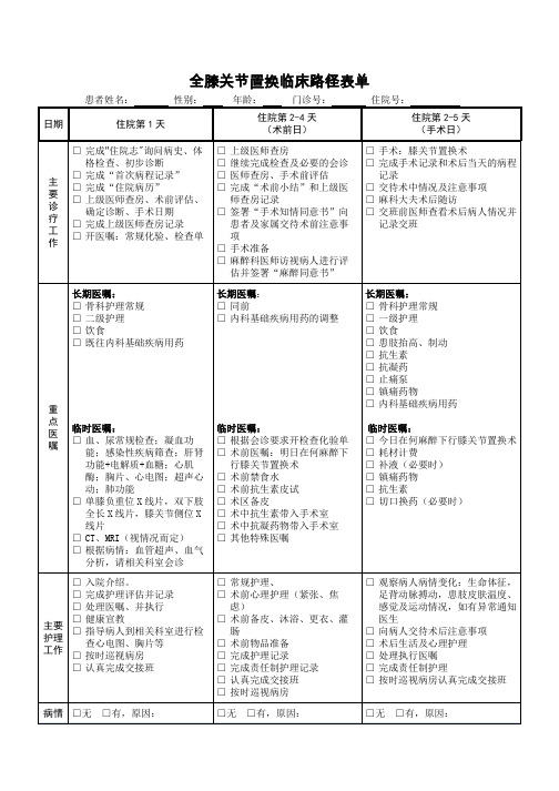 膝关节置换临床路径