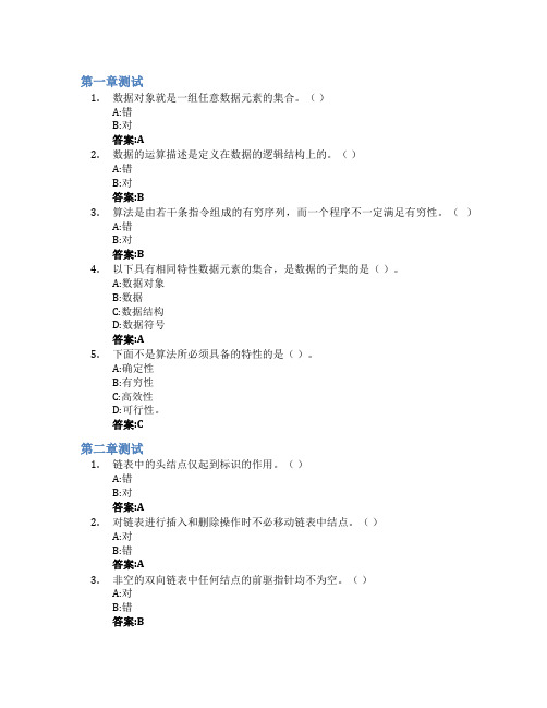 数据结构智慧树知到答案章节测试2023年商丘工学院