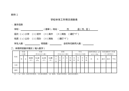 学校体育工作情况调查表